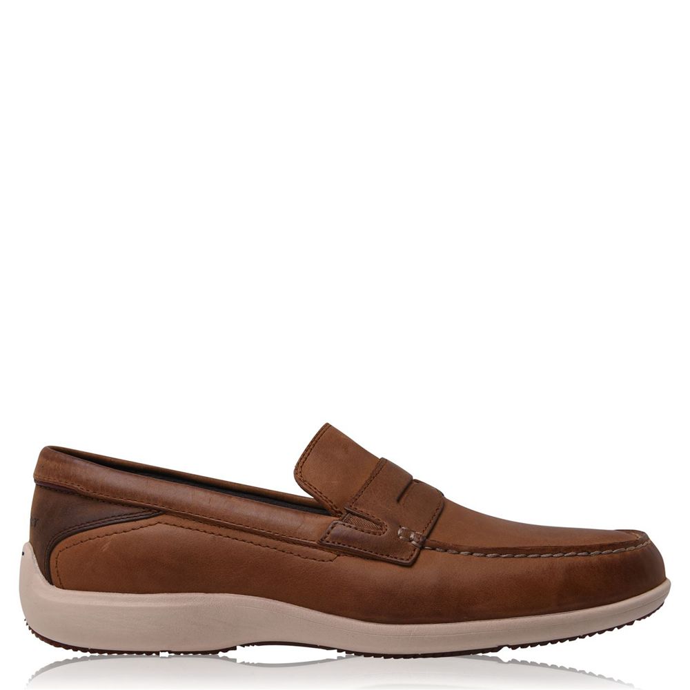 Rockport Men's Aiden Loafers - Chocolate - USA (8195JSAVT)